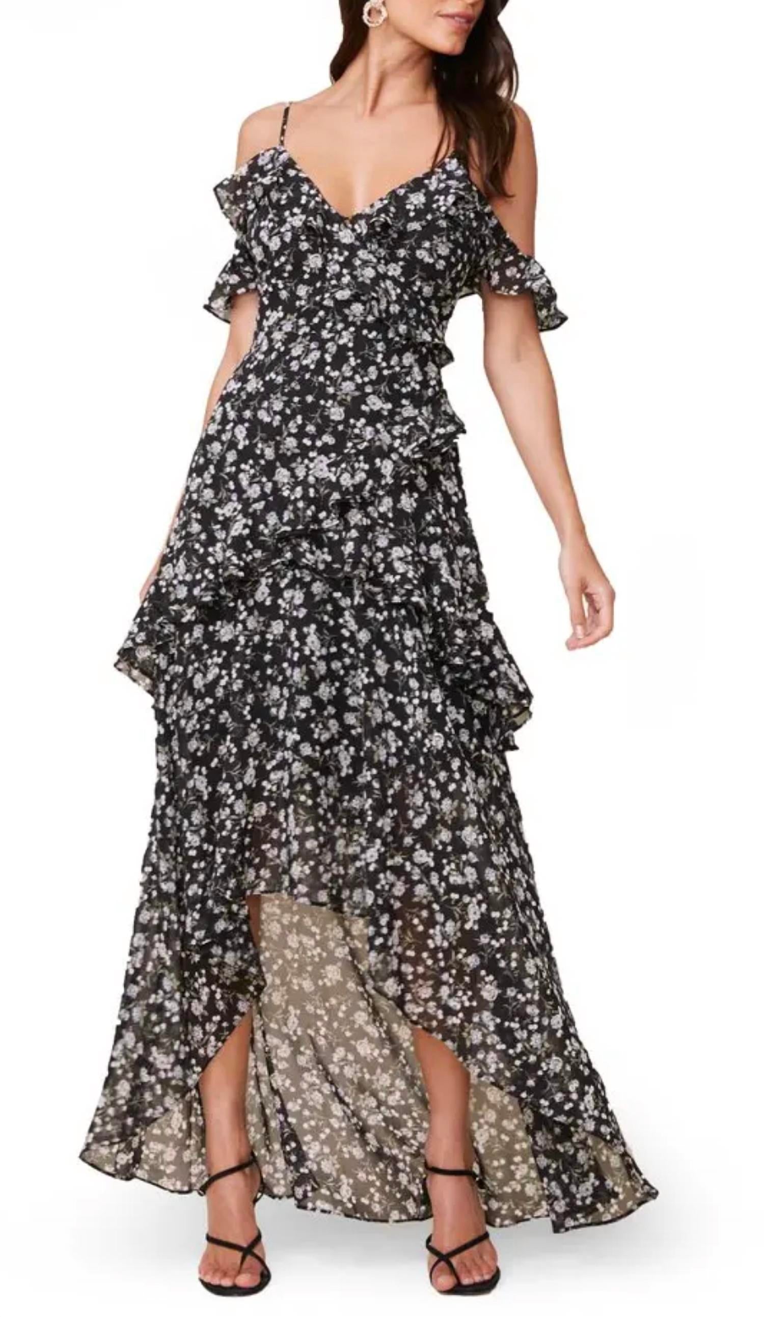 Astr - Hi-low tiered ruffle maxi dress