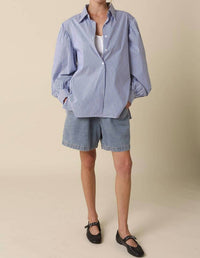 Olivaceous - Eve Striped Puff Sleeve Shirt