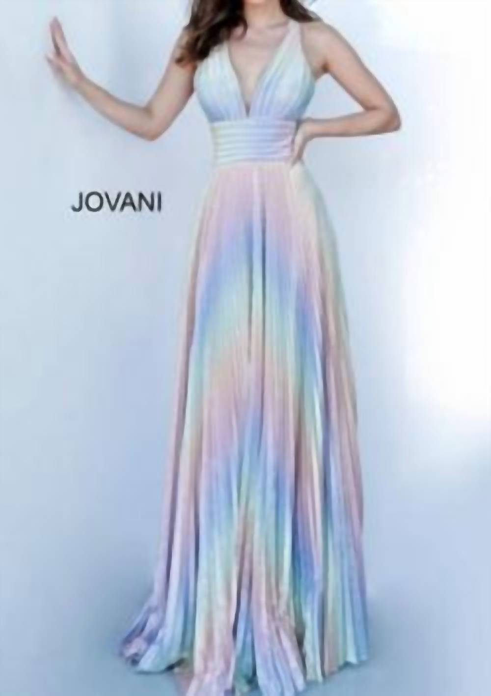 Jovani - Rainbow Pleated Gown