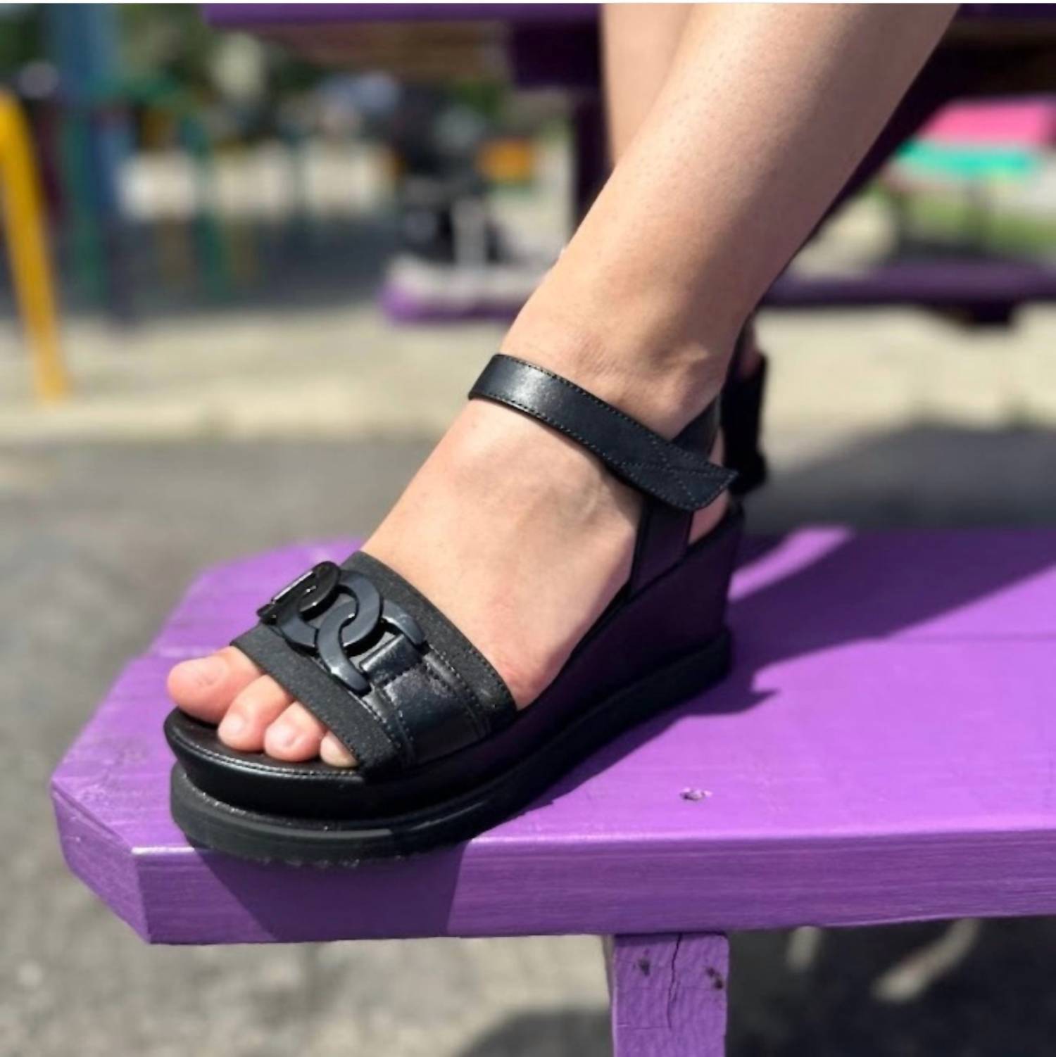 Ara Shoes Women's Palmdale Wedge Sandal in black nappa leather - women's sandal - alternate view