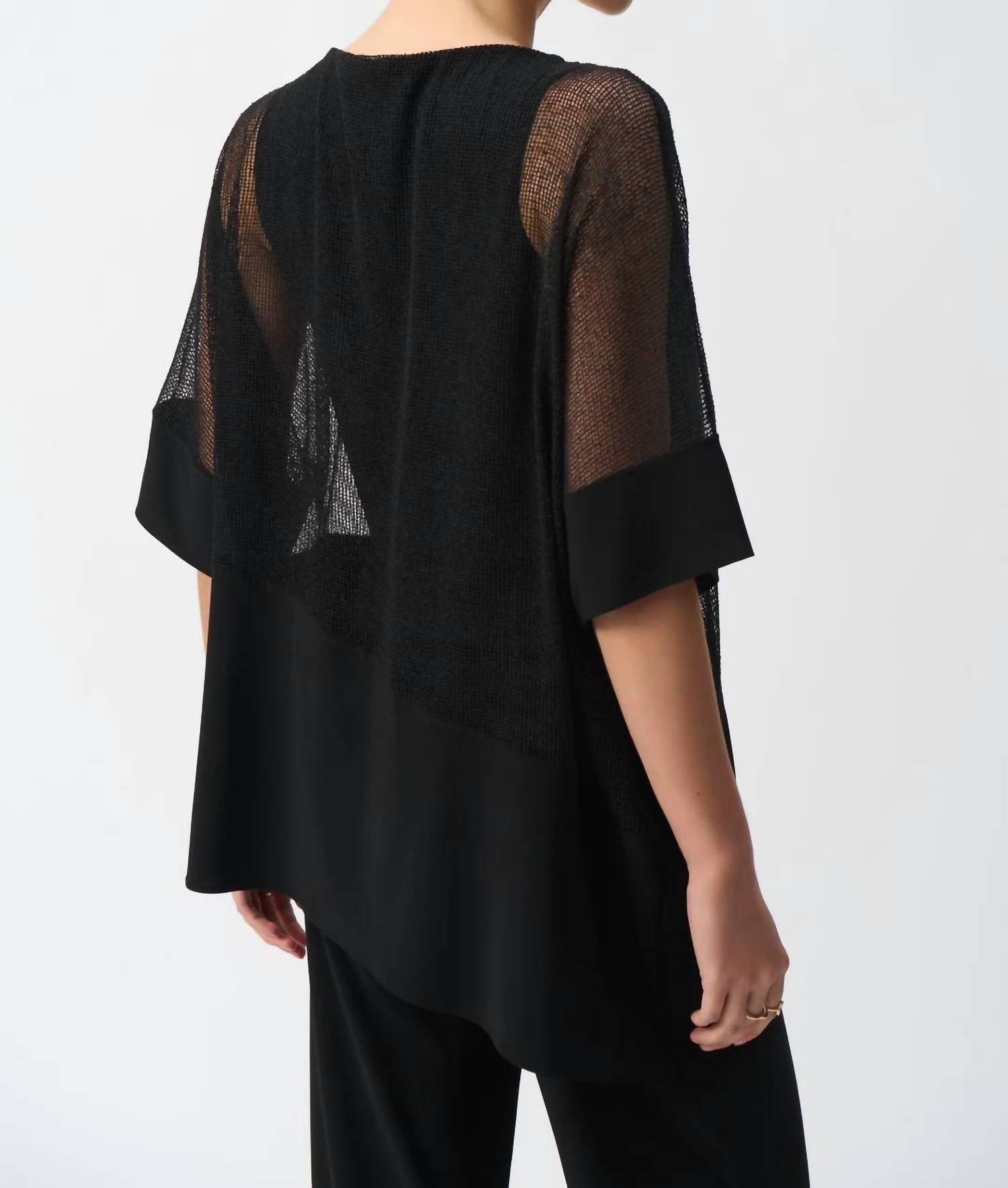 Joseph Ribkoff - Mesh and Silky Knit Cocoon Top