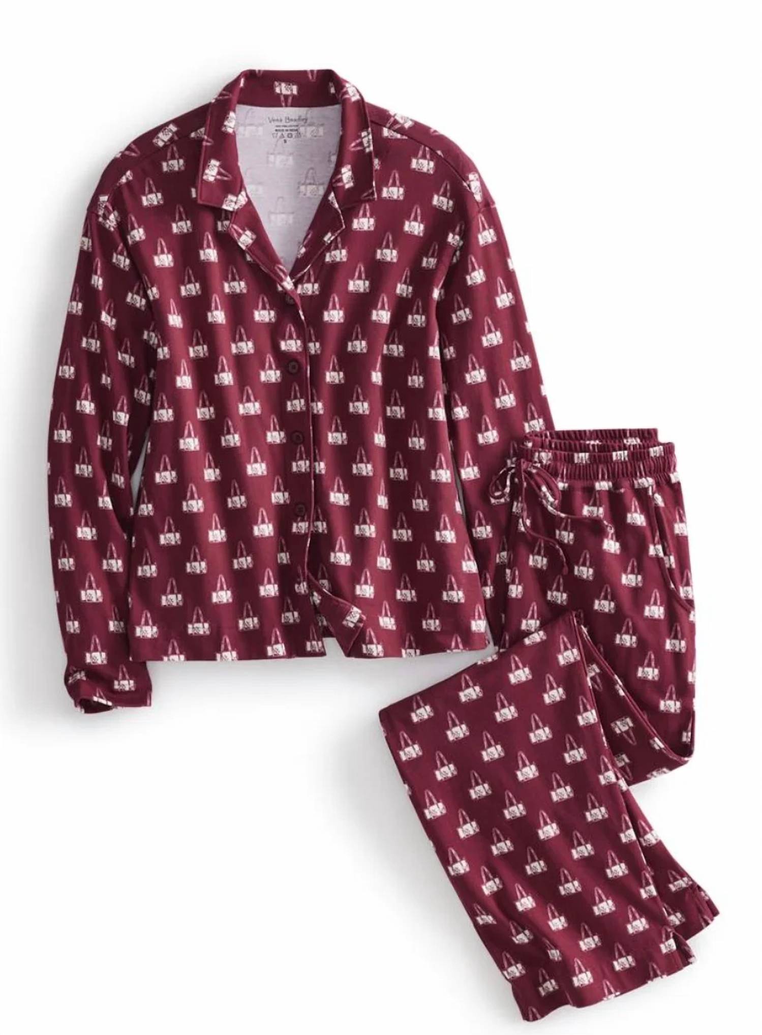Vera Bradley Women's Long Sleeve Button Down PJ Set in red - women's intimate