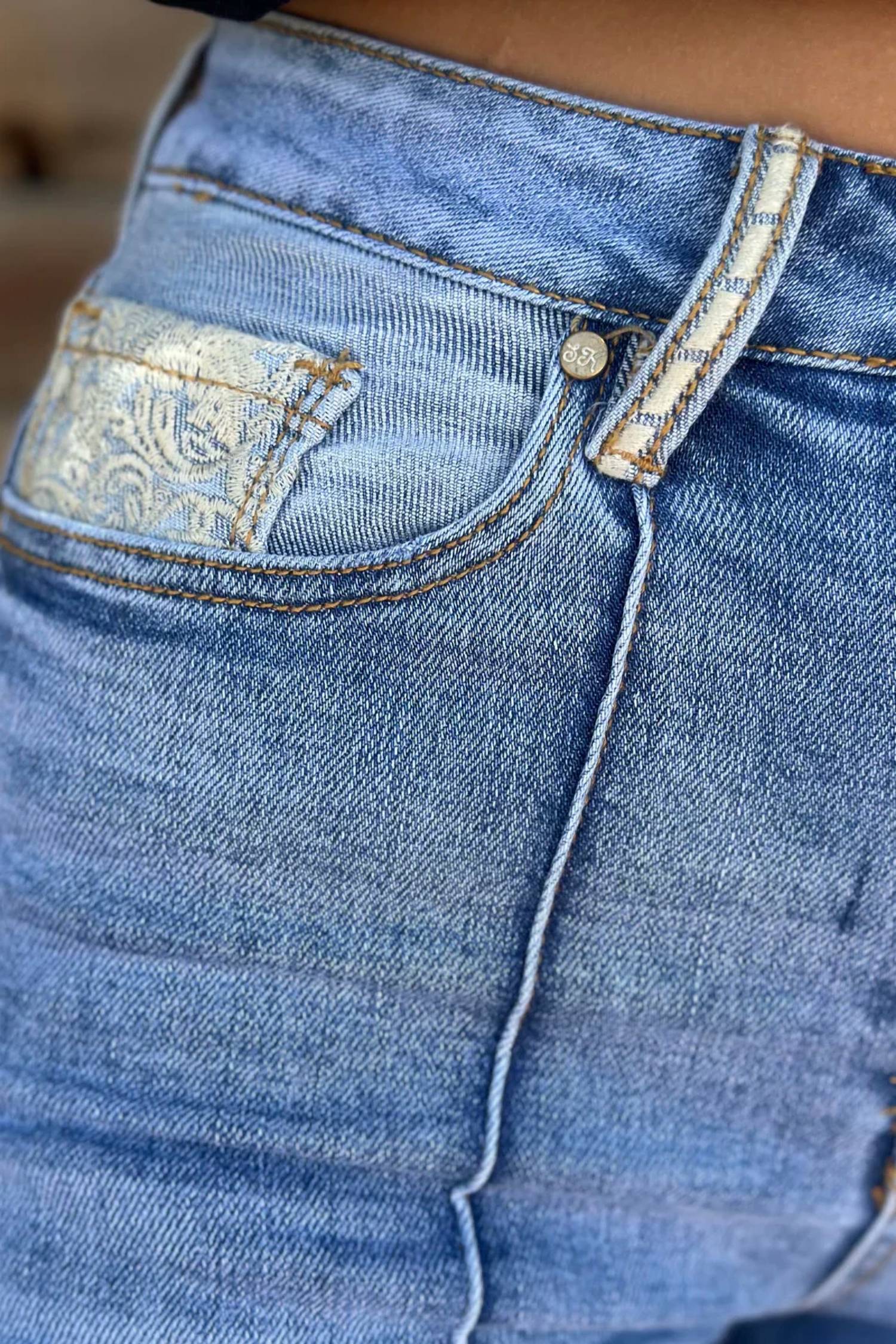 Sterling Kreek - Embroidered Cuffed Jeans