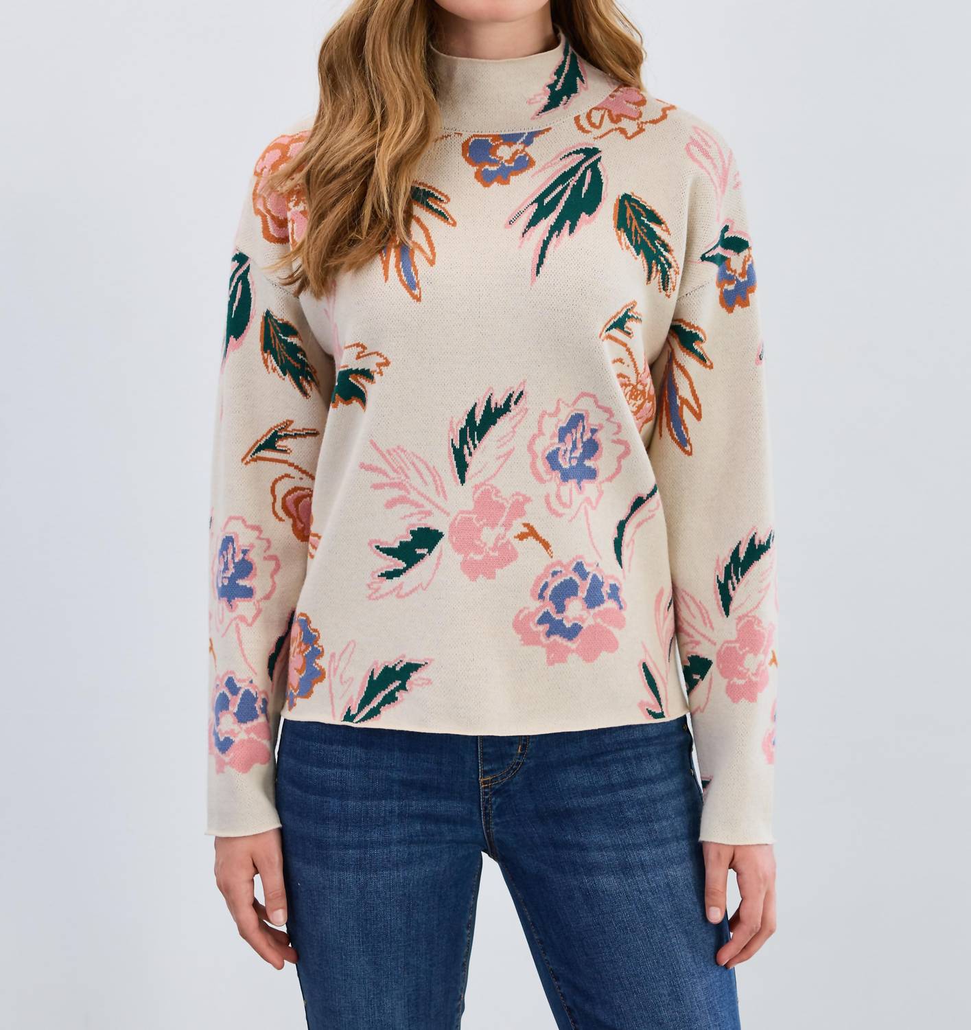 FDJ Floral Mock neck sweater in bloomsbury - women's sweater