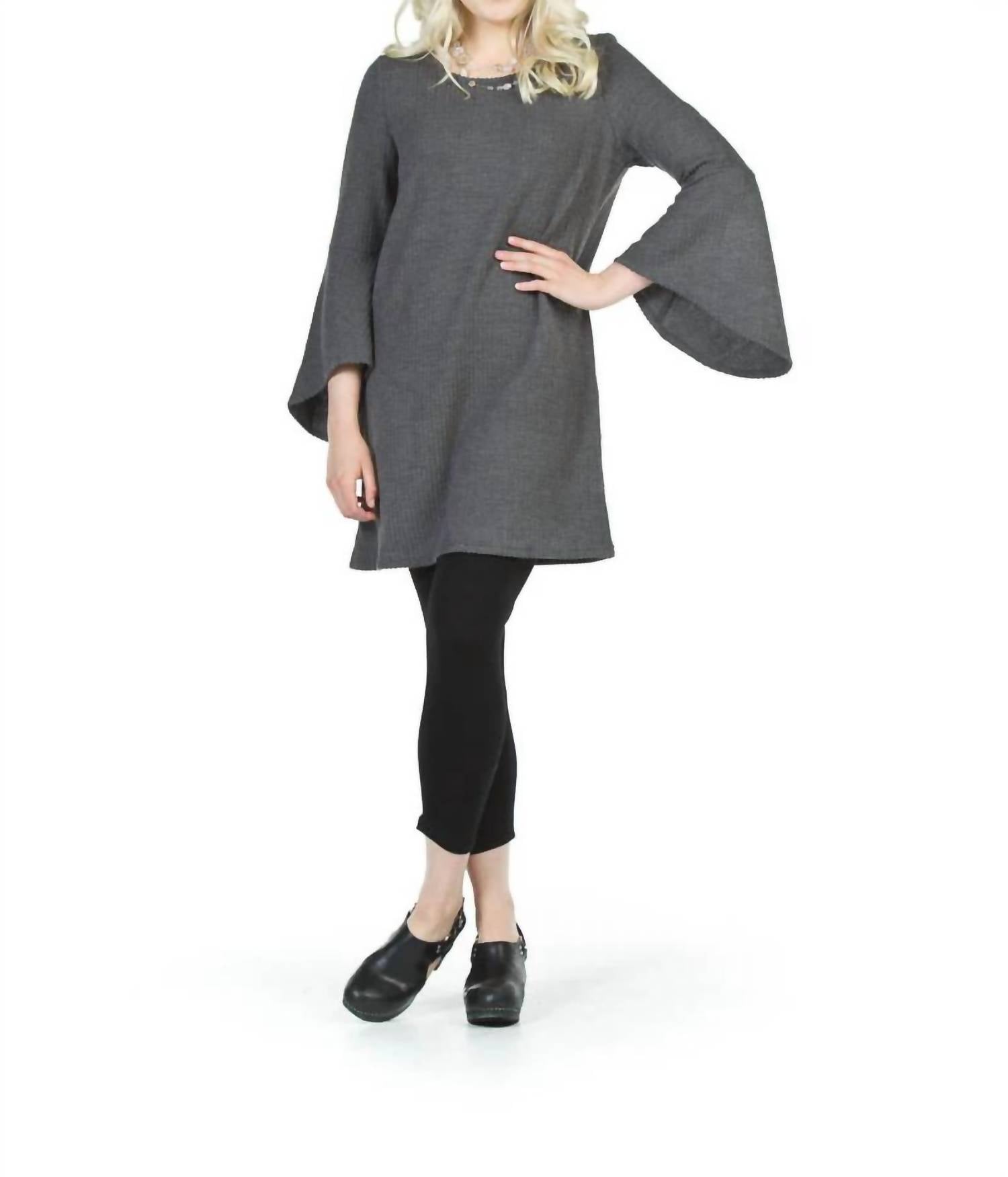 Papillon - Bell Sleeve Ribbed Sweater Dress