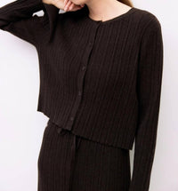 Mod Ref - Ribbed Knit Crewneck Cardigan