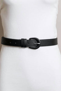 Leto - Unisex Classic Stylish Round Buckle Vegan Leather Belt
