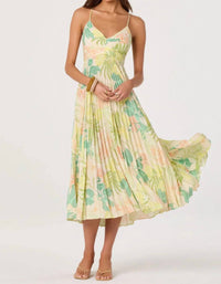 Astr - Blythe Floral Plisse Midi Dress