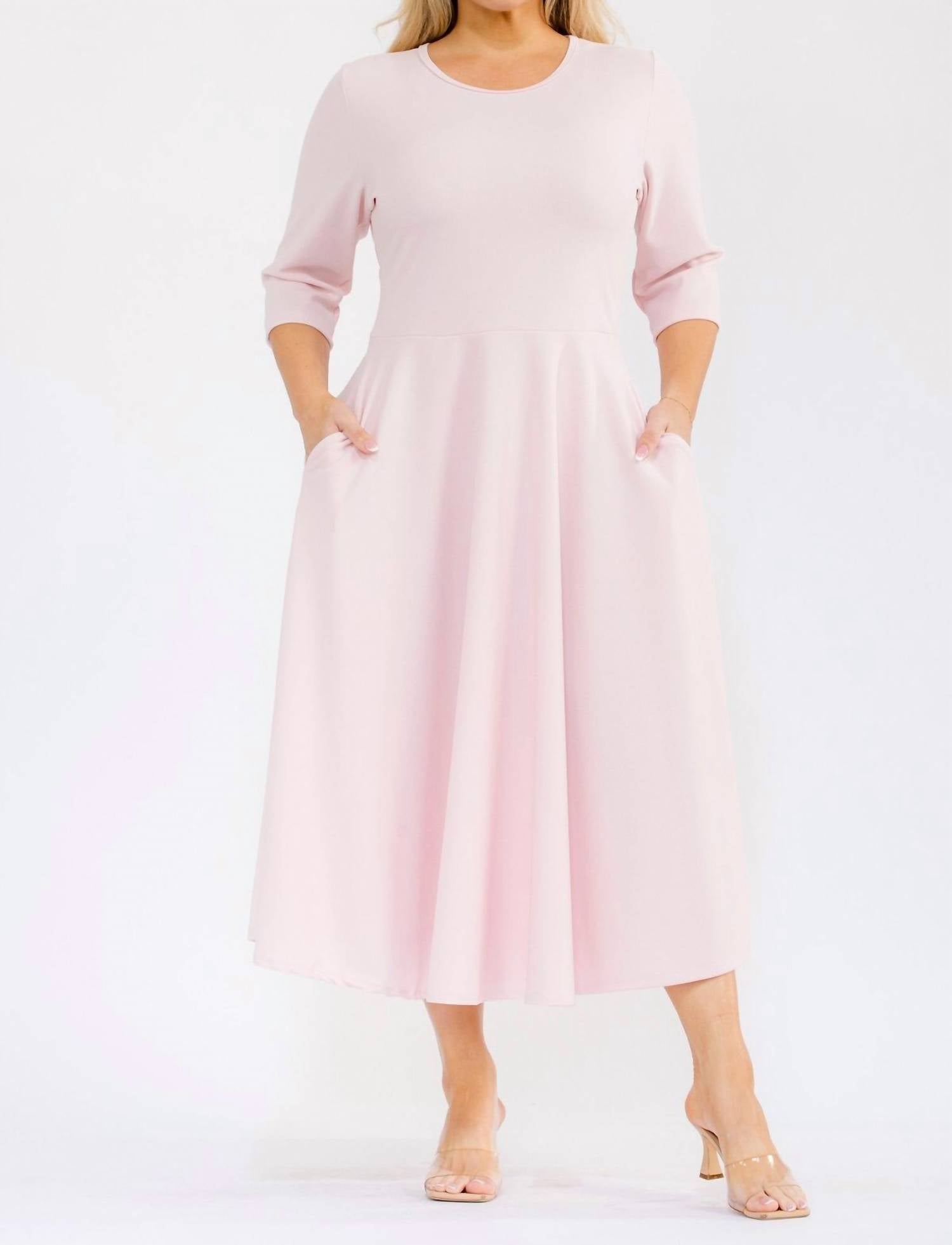 Karen Kane A-line Midi Dress in lt pink - women's dress