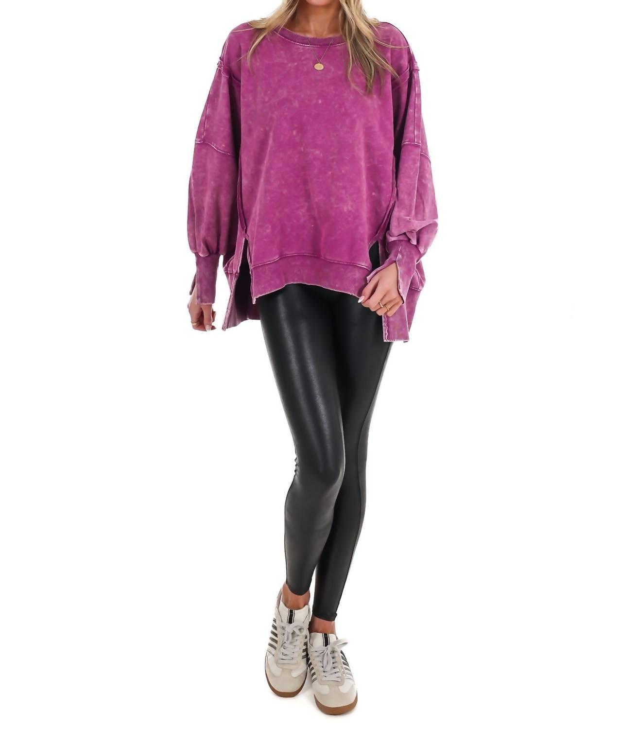 Zenana - Lovely Life Acid Wash Sweatshirt