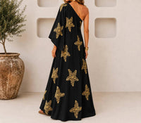 Mystery Resort - Starfish One-shoulder Caftan Maxi Dress