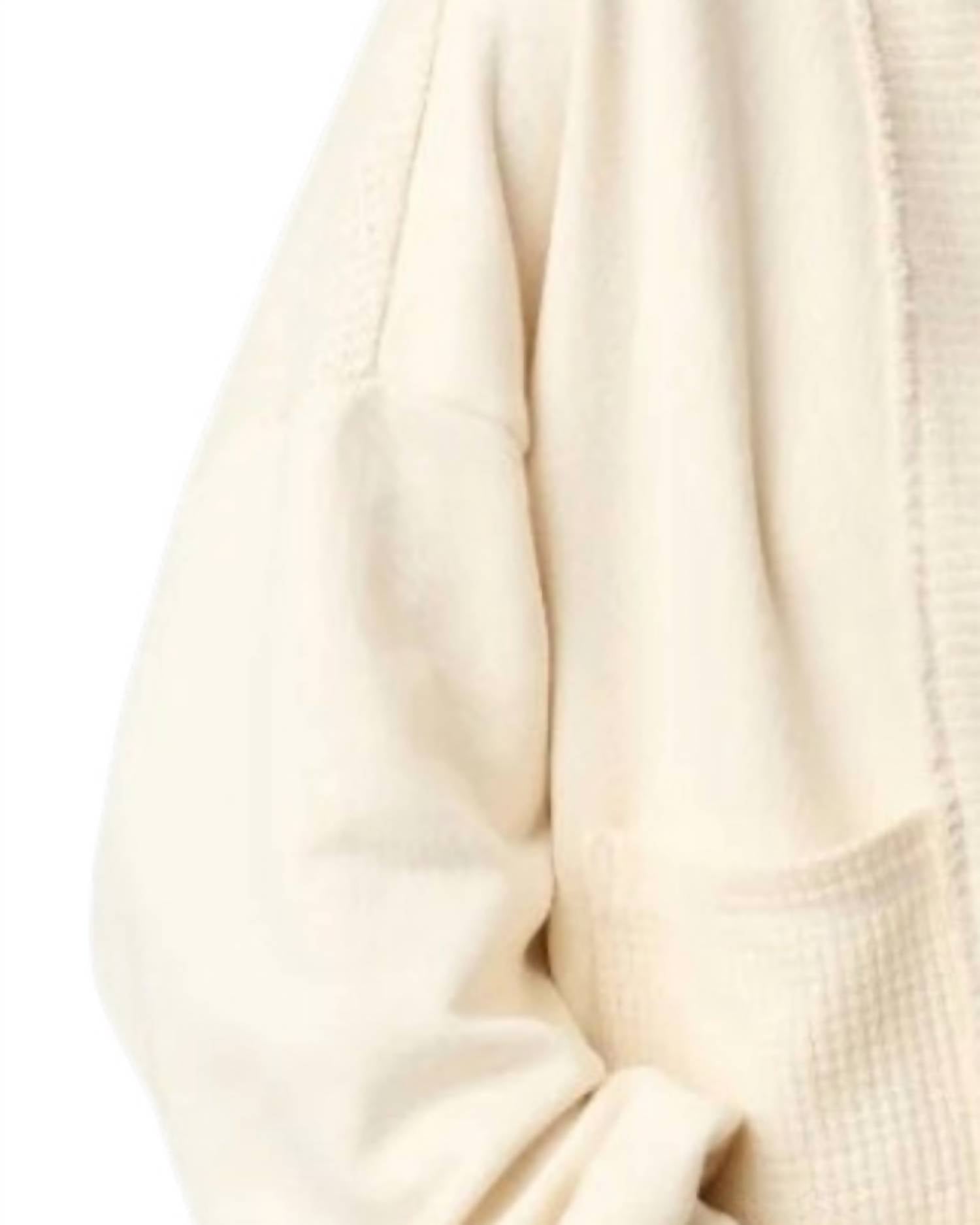 PROJECT SOCIAL T Thermal Mixed Cardigan in cream - women's cardigan - detail view