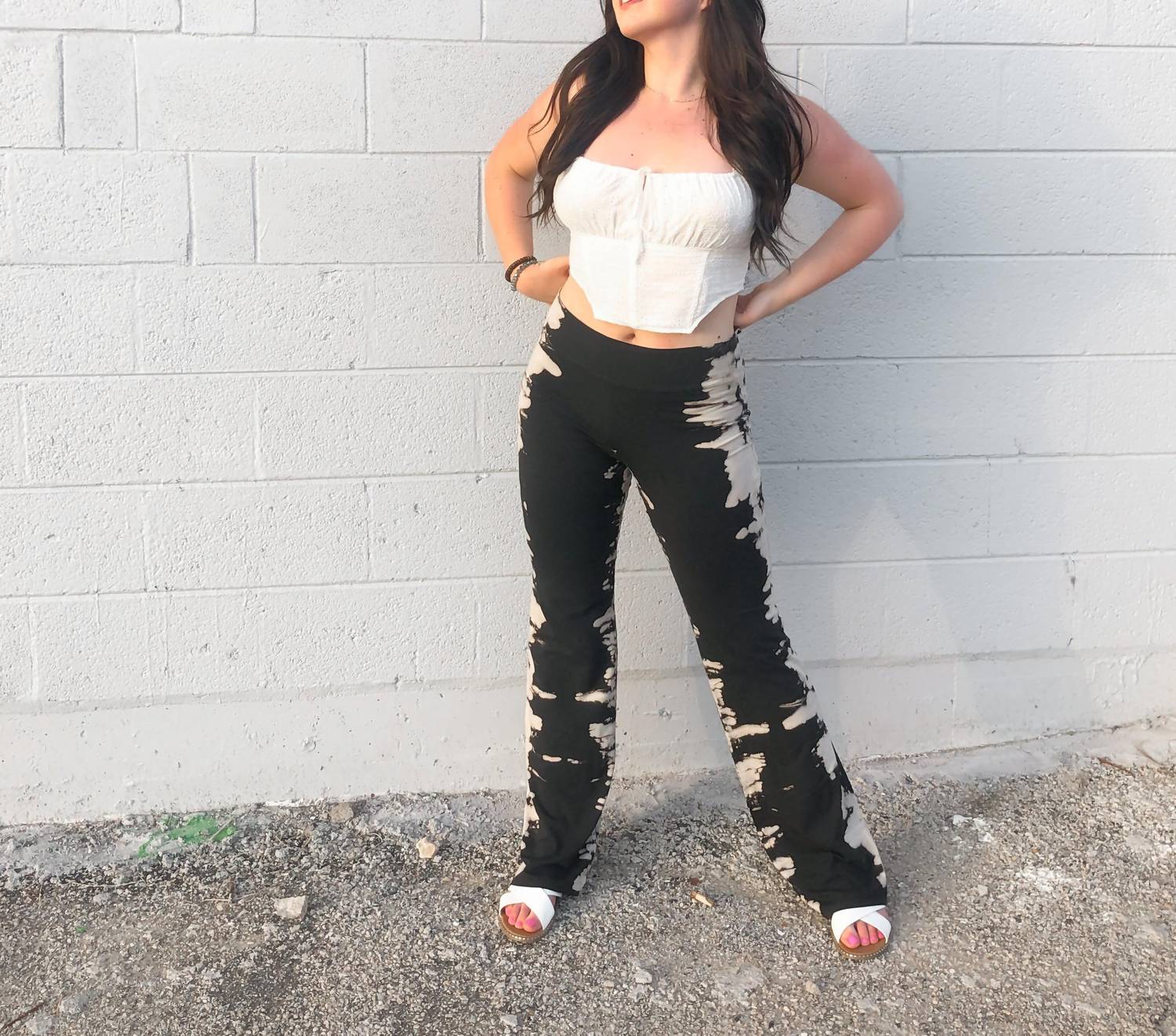 Follow Me Jade Acid Wash Pants in black - women's pants - alternate view
