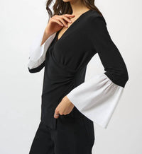 Joseph Ribkoff - V-neck Ruched Pullover