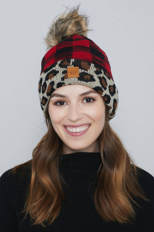 Panache - Buffalo Beanie with Leopard Trim