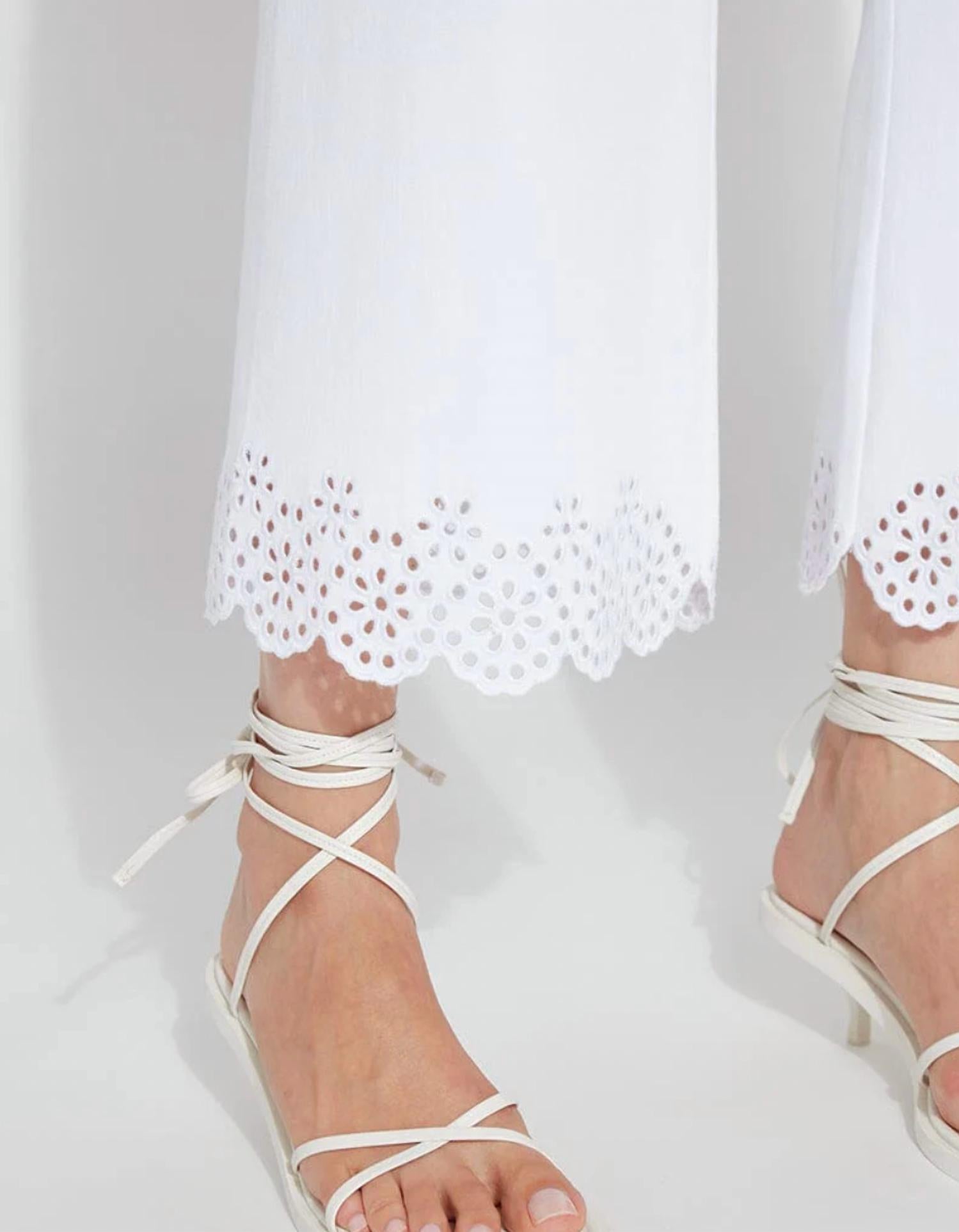Lysse - Eyelet Embroidered Wide Leg Crop Pants