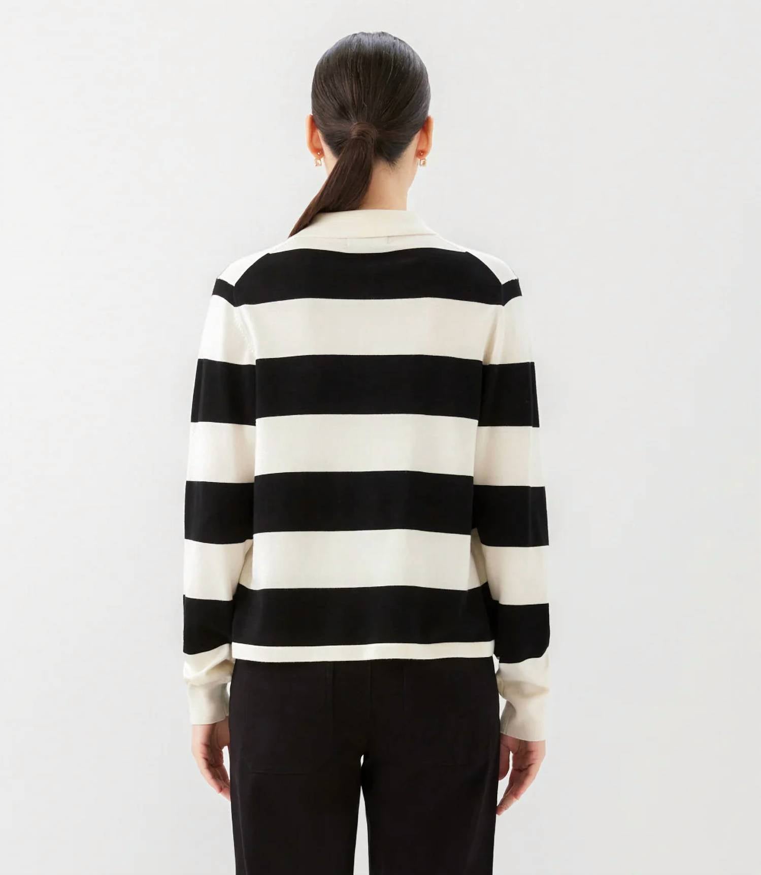 Karen Kane - Game Day Collared Stripe Sweater