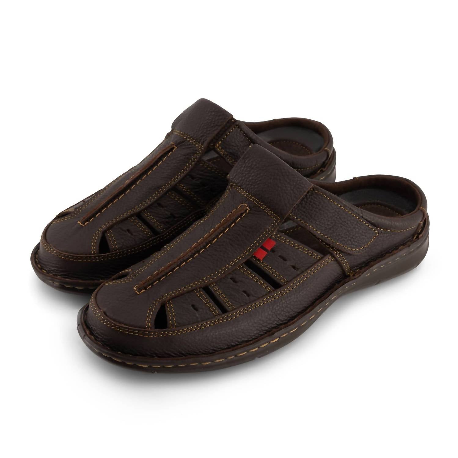 Andrea Men's Leather Clogs in dark brown - men's sandal - view 4