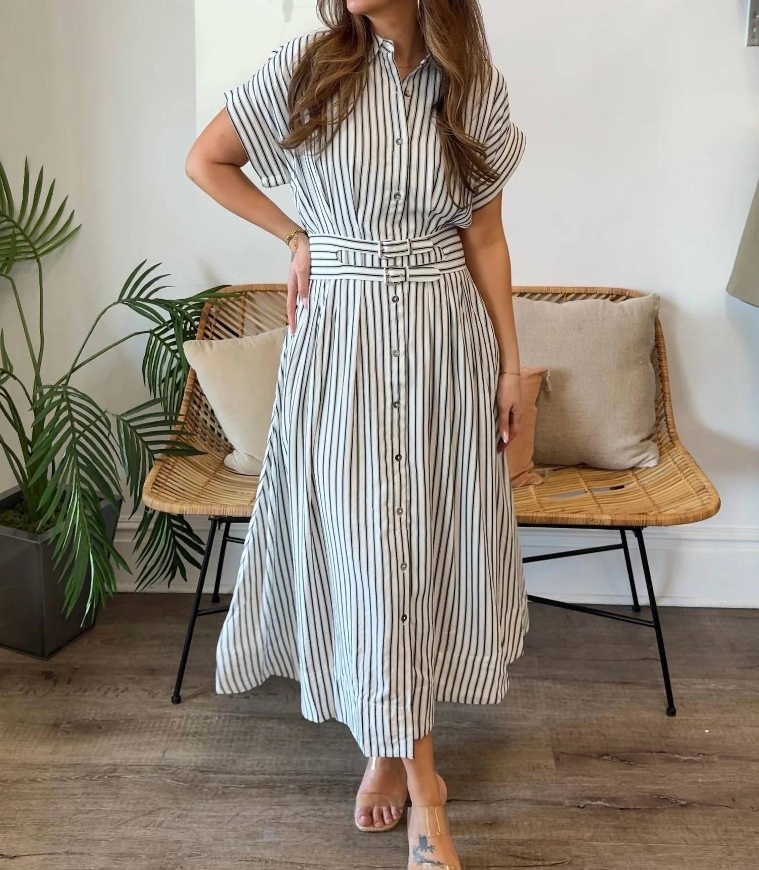 Entro - Shirley Striped Midi Dress