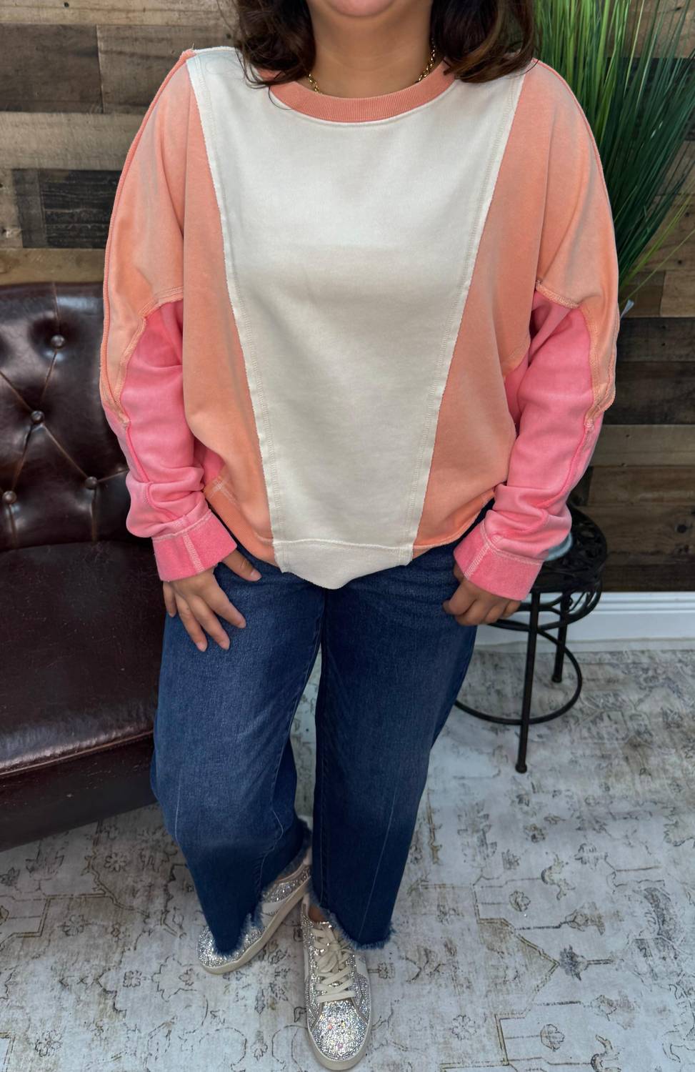 Mittoshop - Mix Long Sleeve Oversized Top