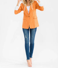 Little Secret Of Mine - Hooded Stripe Long Sleeve Blazer
