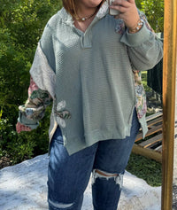 Davi & Dani - Waffle Knit Patchwork Hoodie