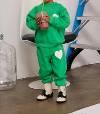 SPRWMN Kids Heart Sweatpants in green - kids' joggers