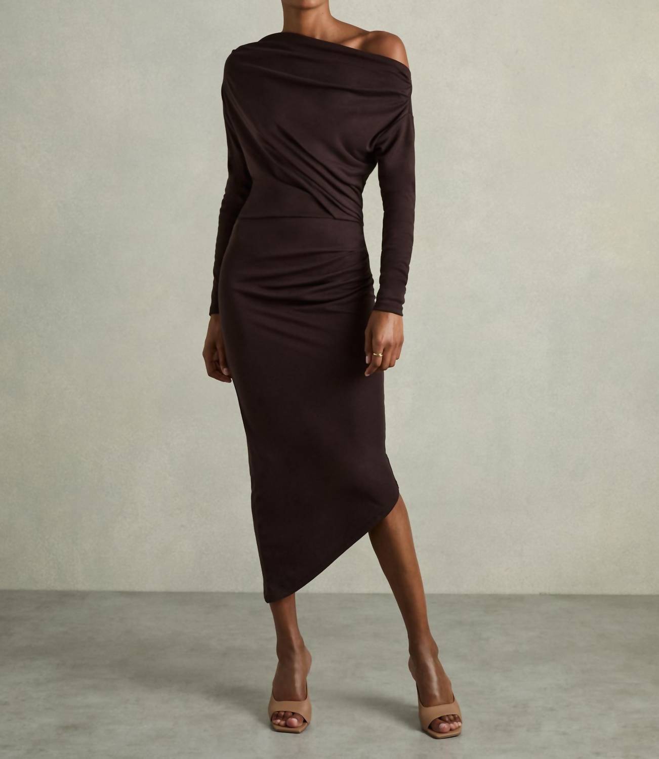 Reiss - Fleur Off-Shoulder Ruched Jersey Dress