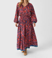 natalie martin Amelia Top in rose bandana - women's long sleeve top - detail view