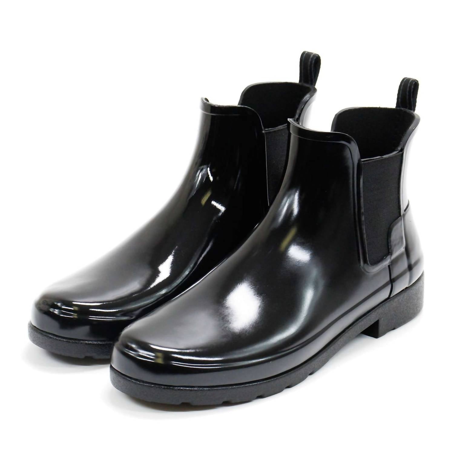 HUNTER Women's Original Refined Chelsea Gloss Rain Boots in black - women's shoe