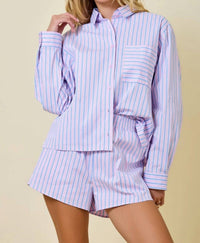 Day + Moon - Striped Button Down Collared Set