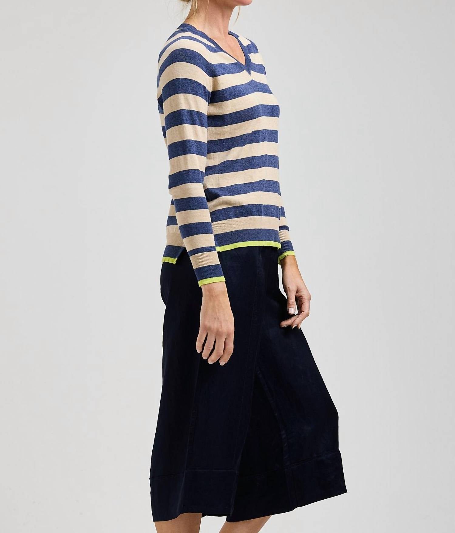 Zaket & Plover - Stripes V Neck Sweater Top