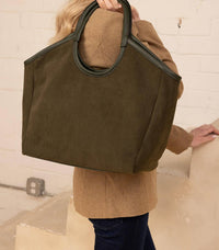 Jen & Co. Women's Piper Corduroy Tote Bag in taupe - women's bag - detail view