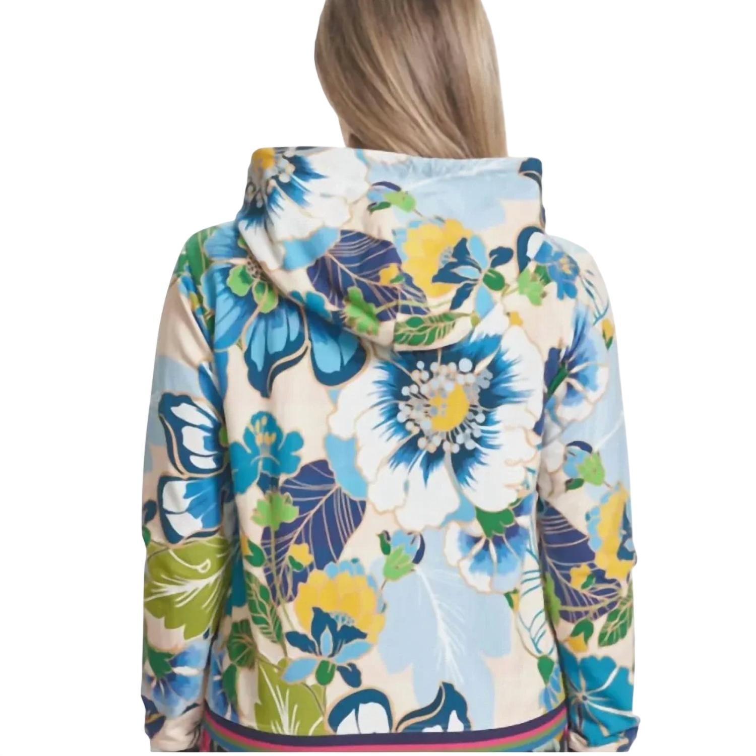 Johnny Was Jenn Modern Zip Up Hoodie in multi - women's top - detail view