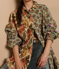 POL Shirt Jacket in floral - women's shirt - detail view