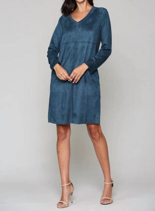 Joh - Short Suede V-neck Dress With Pockets