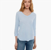 Elliott Lauren - 3/4 Sleeve V-neck Tee With Rib Trim