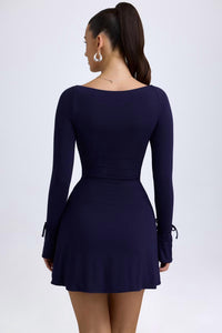 Oh Polly - Modal Square-neck Long-sleeve Mini Dress