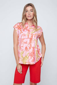 Renuar - Printed Button Front Top