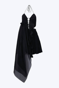 NOT TO BE REPRODUCED CUTOUT OPEN-BACK ASYMMETRIC MINI DRESS