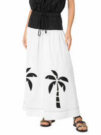 Dress To - Palm Tree Embroidery Midi Skirt