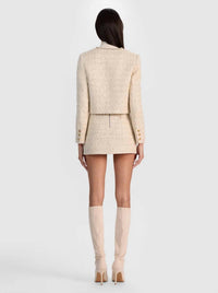 alice + olivia Kidman Embellished Tweed Jacket in natural - women's jacket - detail view