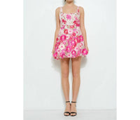 Ina - Sleeveless 3D Floral Embroidered Mini Dress