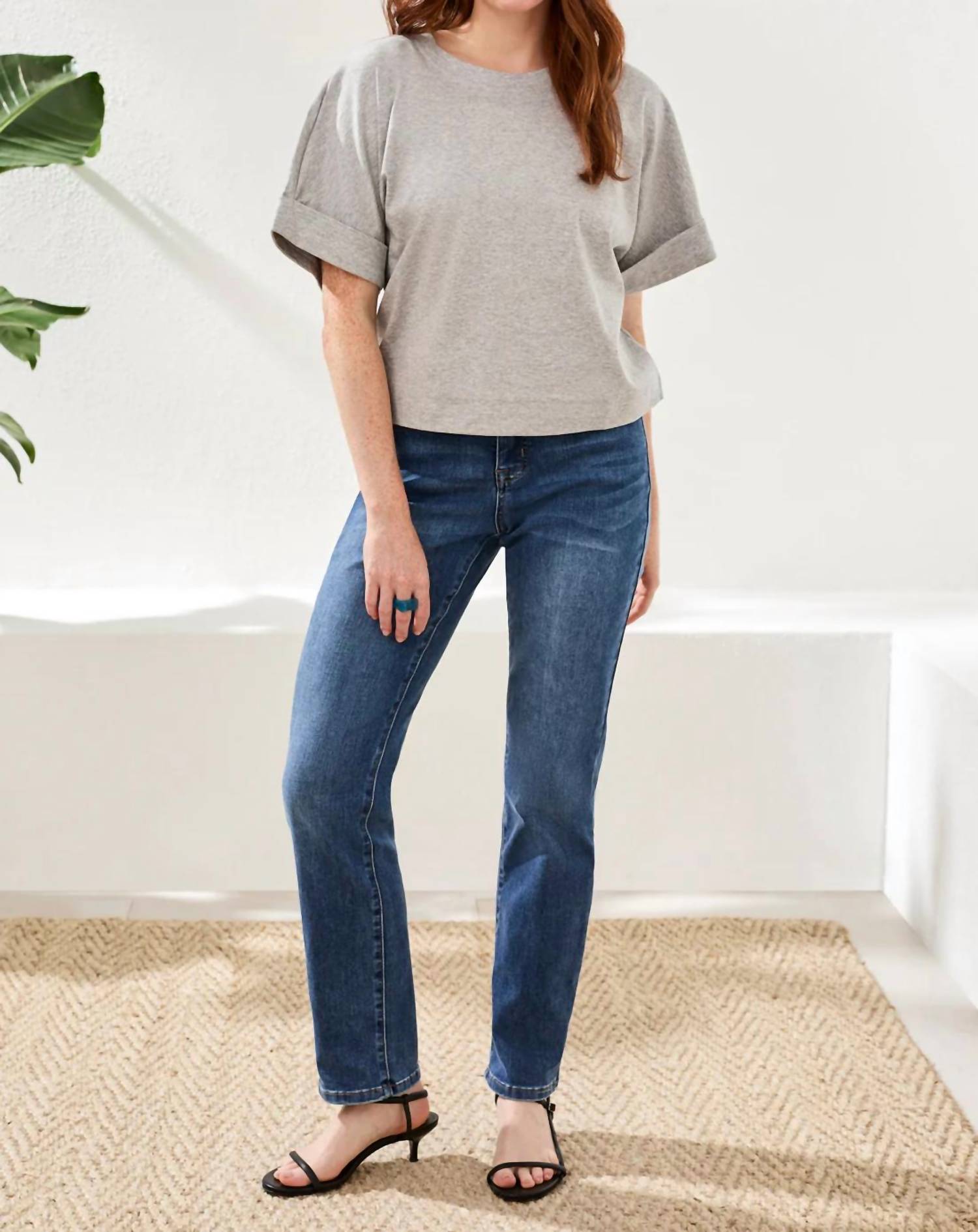 TRIBAL Sophia Curvy Straight Leg Jeans in dark vintage 1 - women's jeans
