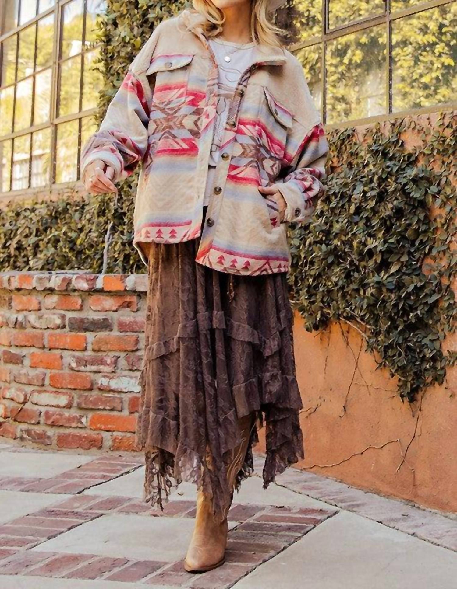 Easel - Alana All Over Lace Sharkbite Maxi Skirt