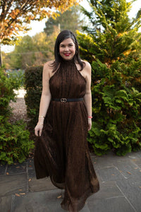Kori - Metallic Pleats Wild Leg Jumpsuit