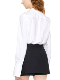 Valentino Lace-bib Tailored Shirt in white - women's blouse - detail view