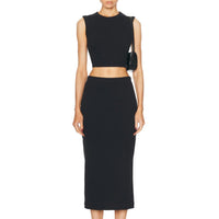 Enza Costa Textured Jacquard Skirt in black - women's skirt
