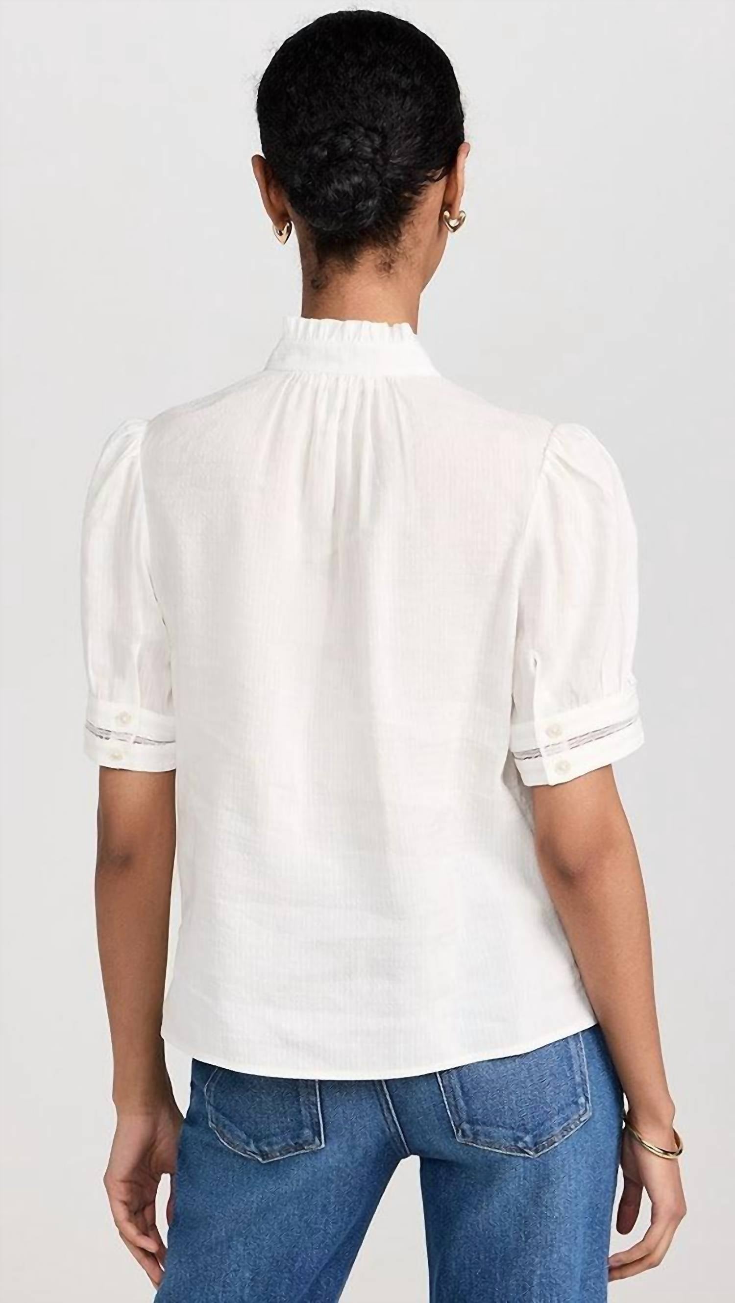 Frame - Women's Ruffle Collar Inset Lace Top