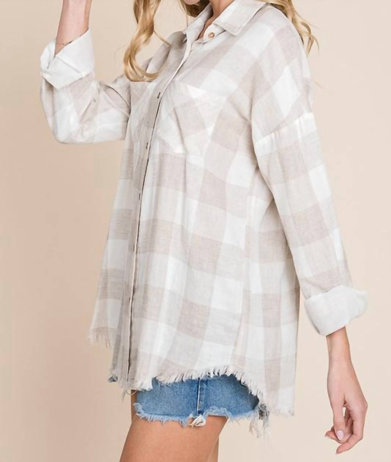 Lime N Chili - Cotton Gauze Checkered Shirt - Plus